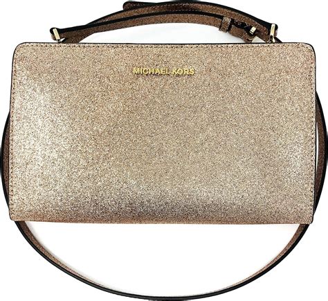 michael michael kors large crossbody clutch rose gold|Michael Kors women's gold clutch.